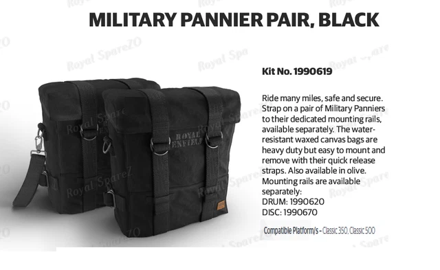 Royal Enfield Military Pannier Paire Noir Pour Classic 350 & Classic 500