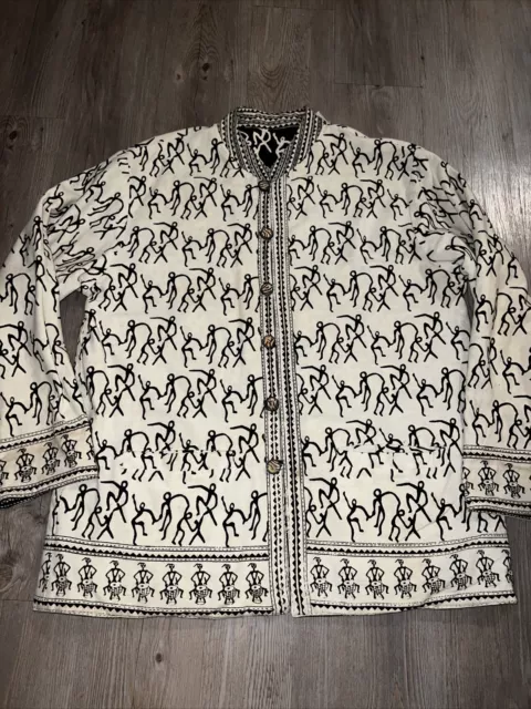 SAM HILU ART To Wear Reversible Cotton Womens Jacket Black Ivory