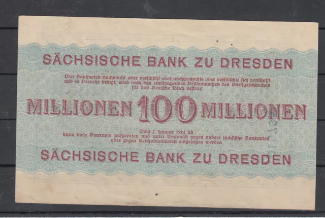 Dresden - Sächsische Bank  - 100 Mio. Mark - 01.10.1923 - SAX 21 2