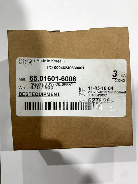 Doosan 65.01601-6006 Oil Spray Nozzle Assy