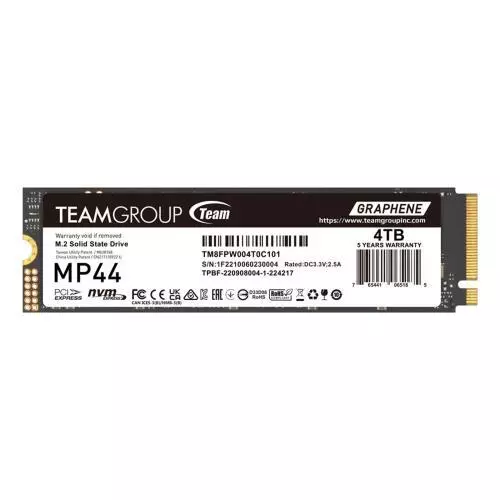 TeamGroup MP44 4TB M.2 Gen4X4 Internal SSD 7400MB/s Read - 6900MB/s Write  - 5