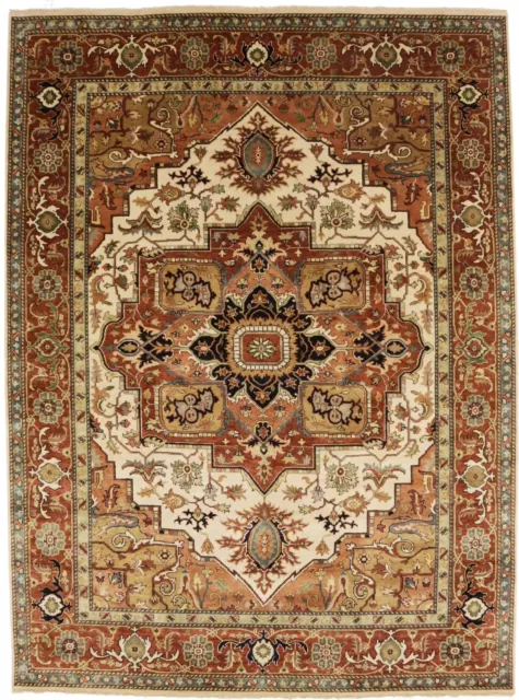 Large Geometric Tribal Design 9X12 Heriz Serapi Oriental Rug Farmhouse Carpet