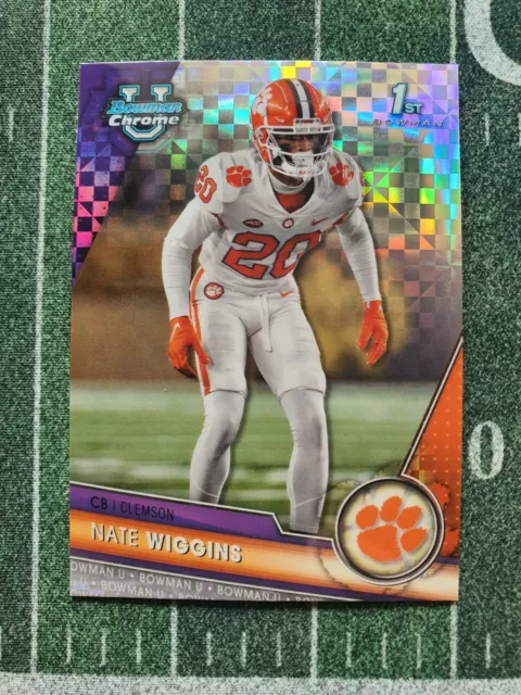 Nate Wiggins 1st Bowman X-Fractor 2023 Topps Bowman U Clemson Tigers/Ravens