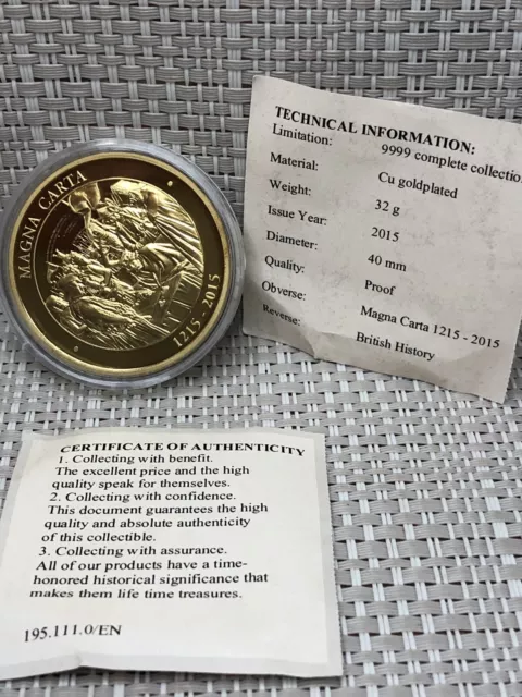 RARE Kings & Queens Britain Magna Carta Windsor Mint Gold Plated Coin Investment