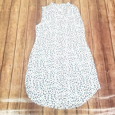 Cabi Womens Dress M Medium White Camilla Shirt Sleeveless Collared Button Down