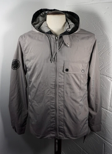 MENS PRETTY GREEN Ridley Nylon Grey Hooded Casuals Jacket Oasis