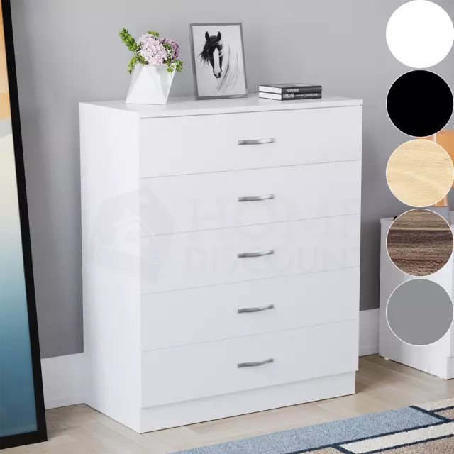 Modern Chest of Drawers Bedside Table Cabinet 5 Drawer Bedroom Storage Wood
