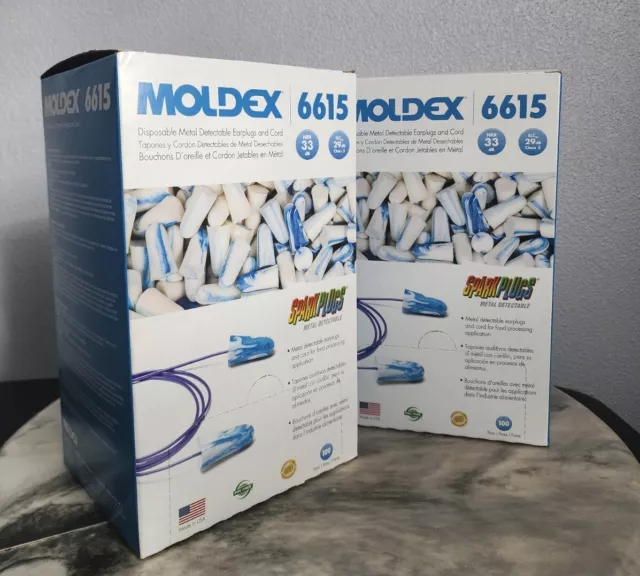 Moldex 6615 Metal-Detectable Foam Corded Ear Plugs - 100 Pairs.  Free Shipping.