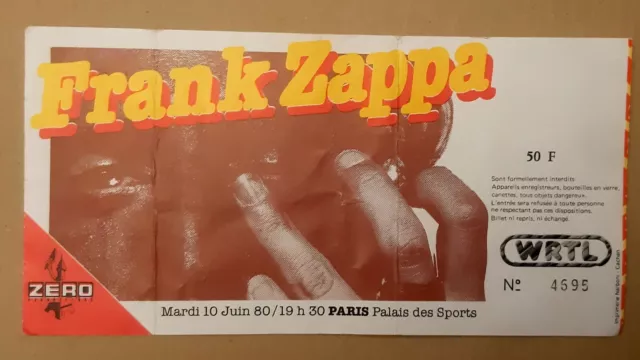 ticket billet used stub place concert FRANK ZAPPA 1980 PARIS