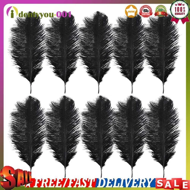10 piezas plumas de avestruz esponjosas plumas de boda plumas 15-20 cm (negro)
