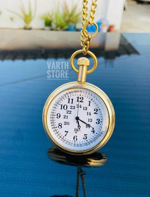 Montre De Poche Vintage En Laiton Elgin - Mouvement Quartz, Cadran Or, Aspect Nautique, Neuve