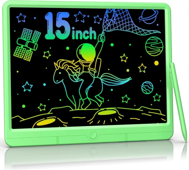 LCD Writing Tablet 15 Inch, Colorful Erasable Doodle Board Drawing Pad, Magic Dr