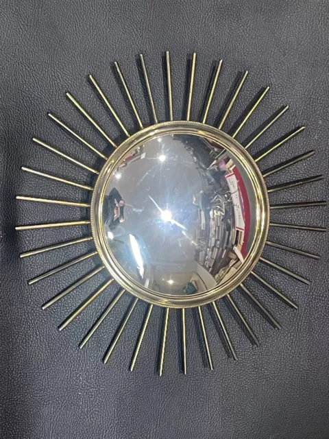 ancien Miroir Soleil Oeil De Sorcière laiton bruni / Vintage 50/60