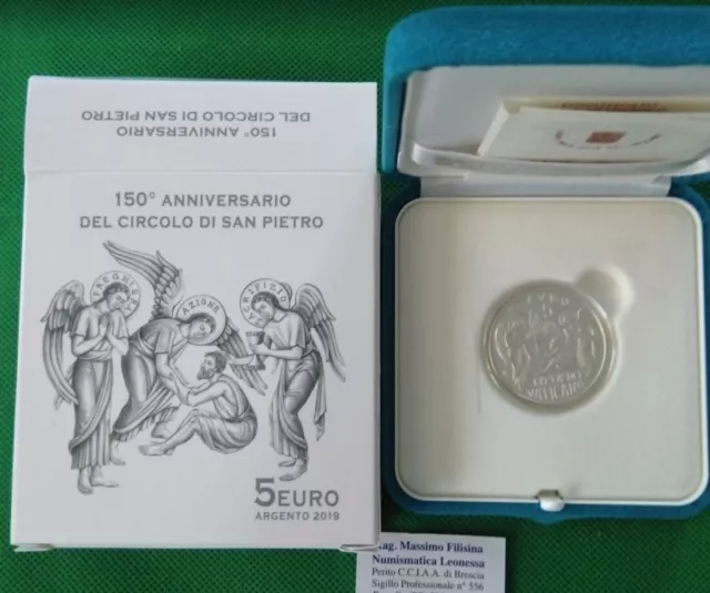 NL* VATICANO FRANCESCO 5 Euro Argento 2019 150° CIRCOLO DI SAN PIETRO Proof SET