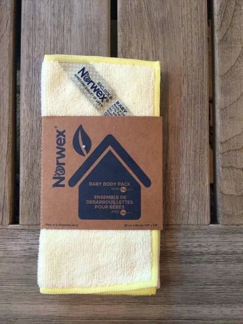 Norwex Baby Body Pack - Set Of Three Washcloths - Yellow, Pink, Blue