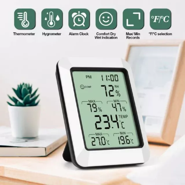 Digital LCD Humidity Meter Indoor Outdoor Hygrometer Thermometer Temperature
