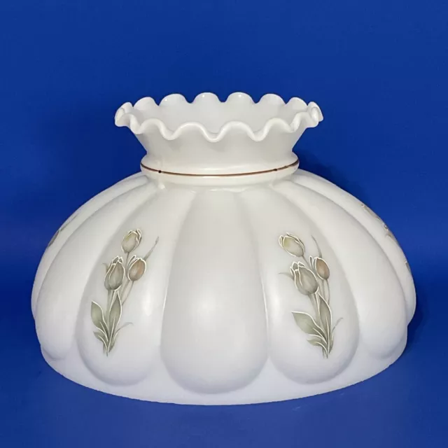 Vintage GWTW 10" Fitter White Tulip Melon Hurricane Or Electric Glass Lamp Shade