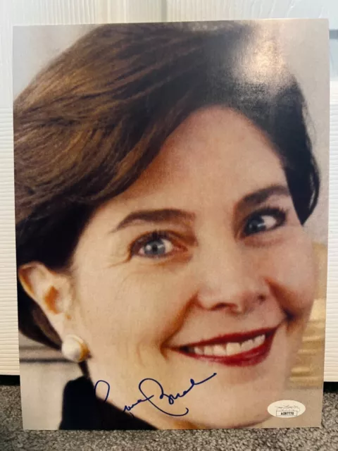 Laura Bush signed JSA COA 8x10.5 cardstock First Lady President George Bush bas