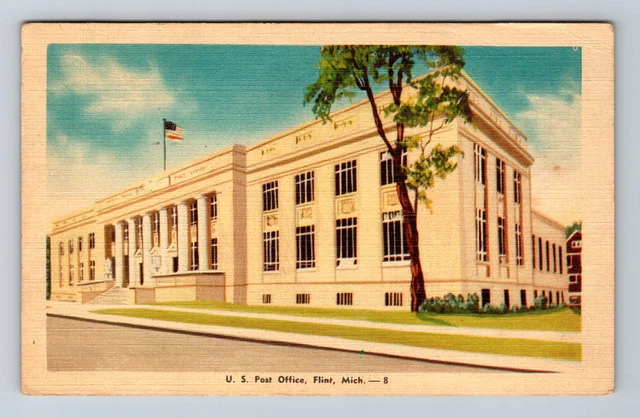 Flint MI-Michigan, U.S. Post Office, c1945 Antique Vintage Postcard