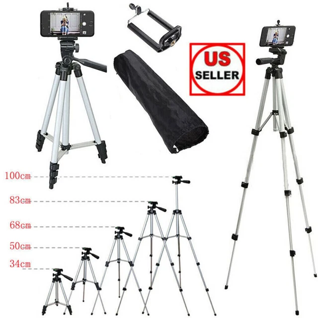 Universal Camera Tripod Stand Holder Mount for iPhone Samsung Cell Phone w/ Bag