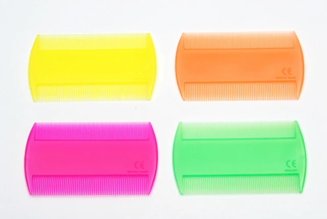 NEON Headlice Double Sided Nit Comb Head Lice Detection Nits Kids Pet Flea x 4 2