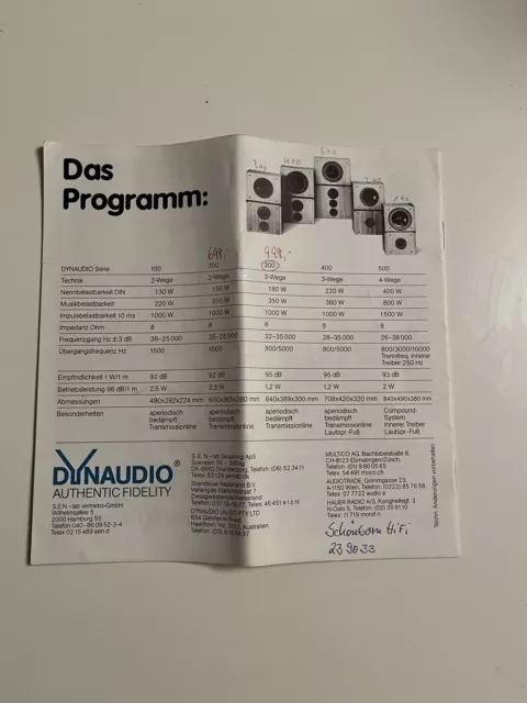 Dynaudio Prospekt Broschühre Katalog