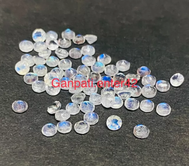 Natural Rainbow Moonstone Faceted Round Cut 2x2 mm Calibrated Loose Gemstone E