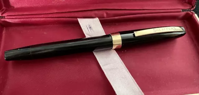 Sheaffers Pen Fountain Pen Pfm Black Trim Foiled Gold Piston Marking Antique 2