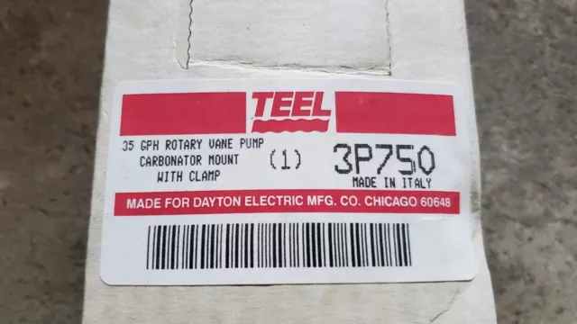 TEEL, 35 GPH Rotary Vane Pump Carbonator Mount with Clamp, 3P750, New