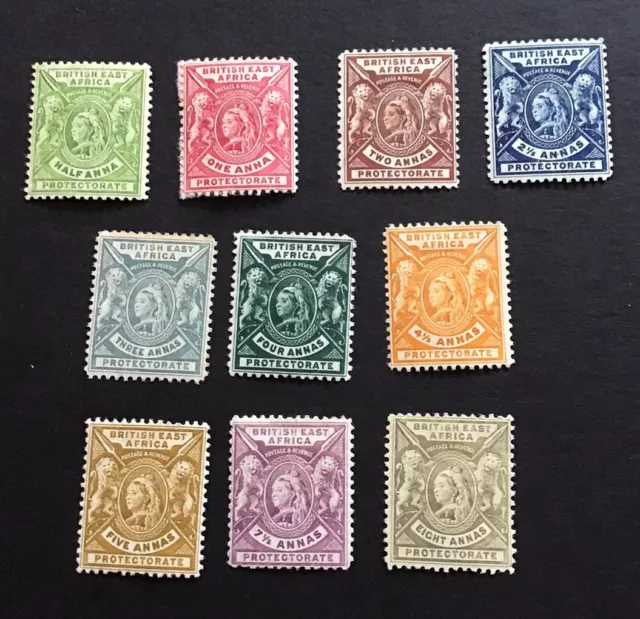 KUT Br. East Africa SG65-74 set to 8A Victoria 1896 m/mint CV £135