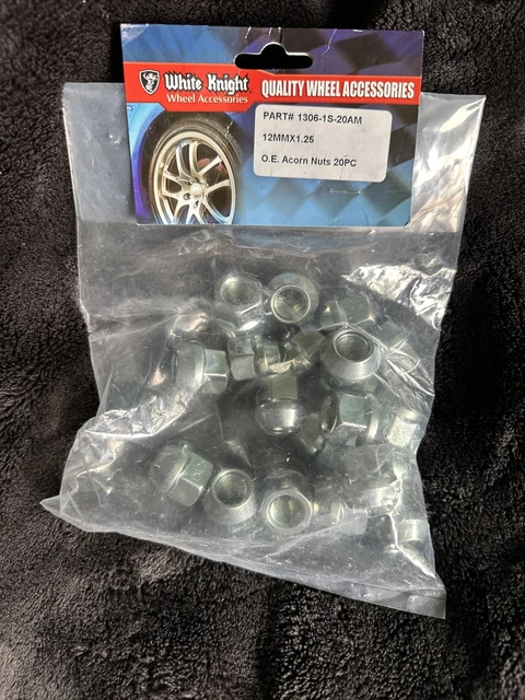 White Knight 1306-1S-20AM Chrome M12x1.25 Open-End Bulge Acorn Lug Nut