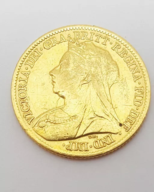 1900 Queen Victoria Widow Head Great Britain Gold Half Sovereign Gold Coin