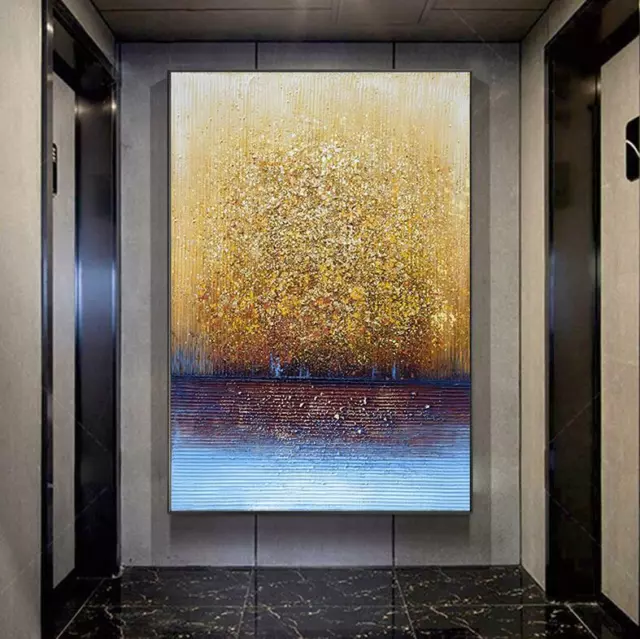 YA058 Art canvas Hand-painted abstract gold foil oil painting Unframed 24"x36"