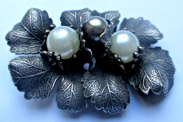 Broche Ancienne Strass irisés Vintage Collection Bijou Métal Argenté