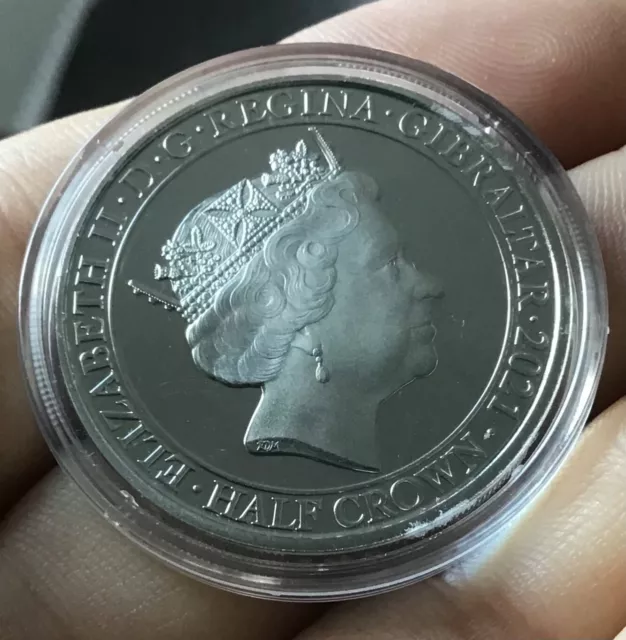 Half Crown Coin  2021 Gibraltar  Queen Elizabeth II 70 year anniversary #TBX