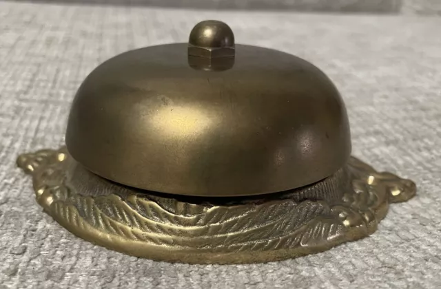 Beautiful Antique Cast Victorian Twist & Turn Brass Bell 5” X 4”