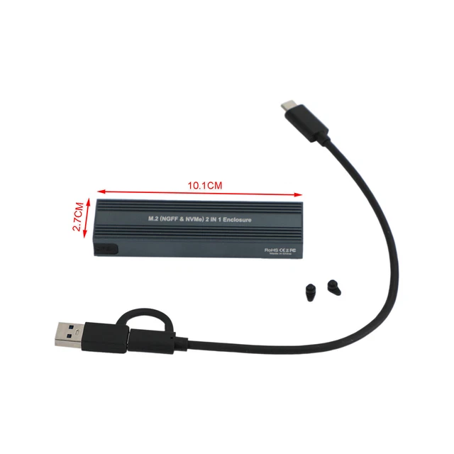 M.2 NVME SSD To USB 3.1 Hard Drive Enclosure Dual Protocol M2 NVMe Box AUS 2