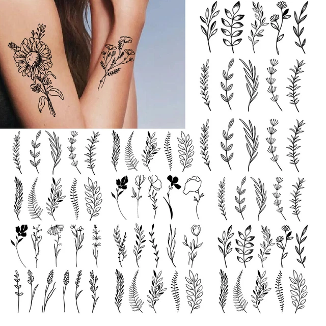 20 fogli per donna piccolo ramo schiena petto gamba piccolo fiore tatuaggio temporaneo