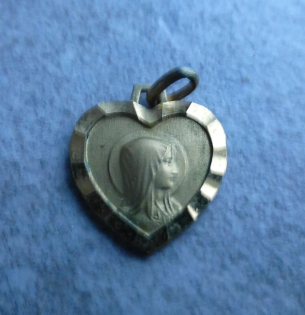 Médaille De Pèlerinage – Cœur De Jésus Et Marie, Laiton Argenté, Poitiers/Lourdes