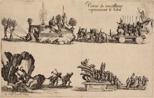 Eingang Seiner Hoheit, Vertreter der Sonne Le Combat à la Barrière 1627 ORIGININA