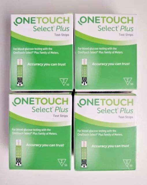 OneTouch Select Plus Blood Glucose Diabetic Test Strips One Touch - 4 x 50 = 200