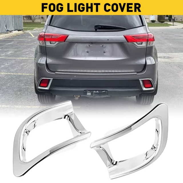 Chrome Fog Light Rear Bumper Lamp For Cover 2014-2019 Highlander Toyota Decor