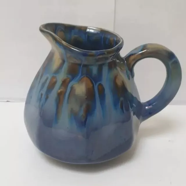 ancien pichet carafe vase faience irisee gres flamme ceramique bleu art deco