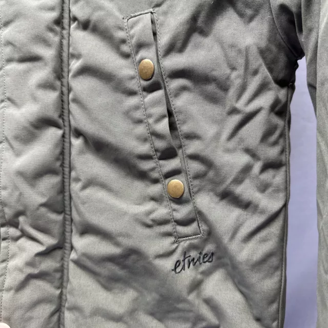 Etnies Women’s Jacket Hooded Lined Zip Snap Button Stretch Waist 2