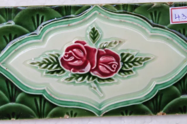 Japan antique art nouveau vintage majolica border tile c1900 NH4349 2
