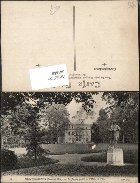 341680,Ile-de-France Val-Oise Montmorency Le Jardin public et l'Hotel de Ville R