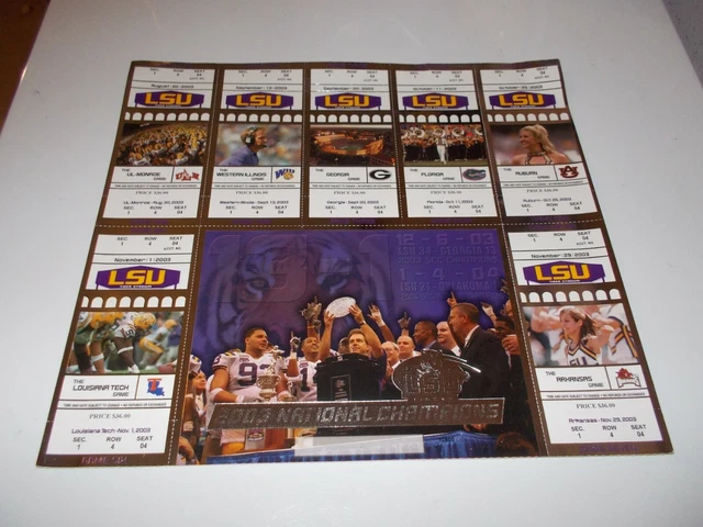 2003 LSU TIGERS Football Season Tickets Reprint