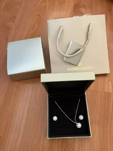 Warren James Sterling Silver Halo Necklace and Earrings