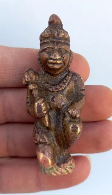 Antike alte seltene Messing-Hindu-Idol-Gott Ram Bhakt Hanumaan Figur...