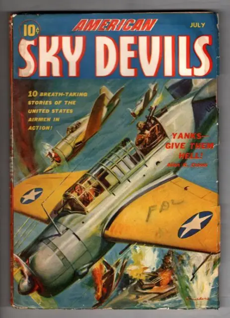 American Sky Devils Jul 1942 First Issue; Saunders Cvr Art; Allen K. Echols Pulp